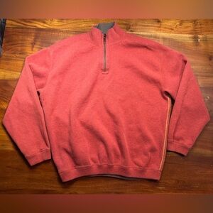 Tommy Bahama Mens Reversible Orange/brown Pullover 1/4 Zip Sweater Sz Large